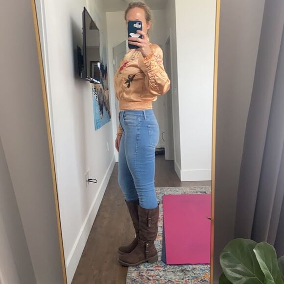 Free People‎ Embroidered Satin Bomber Jacket Size Small - Picture 2 of 9